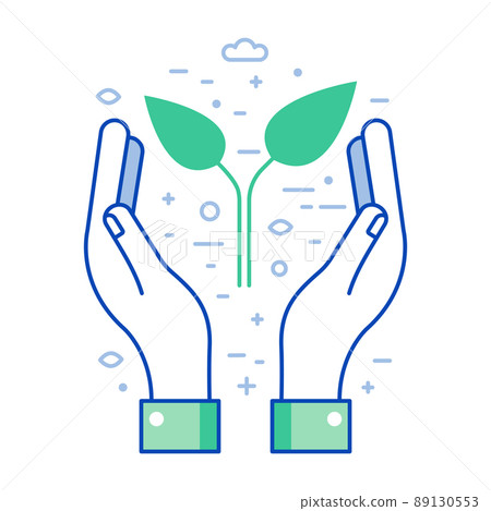 Planet Saving Icon with Hands Hold Plant Planet Saving Icon with Hands Hold Plant 89130553