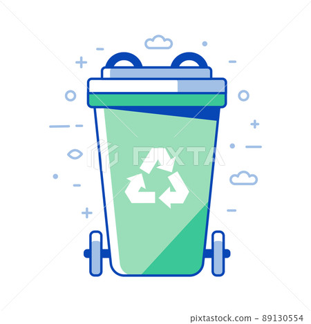 Garbage Recycle Line Icon with Green Bin Garbage Recycle Line Icon with Green Bin 89130554