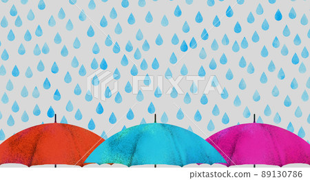 在一個下雨天的五顏六色的傘 1 89130786