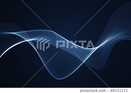 Vector beautiful wave in the form of an array of glowing dots. Wave abstract flow of particles. 89131171