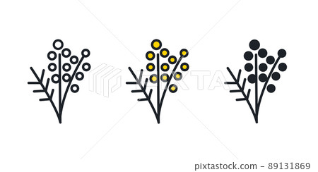 Mimosa icon. Spring flowers isolated vector icons 89131869