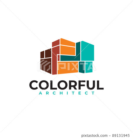 Colorful home building architect logo design Colorful home building architect logo design 89131945