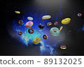 Colorful donuts and coffee 3d render 89132025