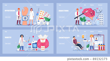 Cancer treatment, endocrine system disorder, hypertension, stroke illustration. Doctor s appointment. Endocrinologist, neurosurgeon, cardiologist concept vector. Cancer treatment, endocrine system disorder, hypertension, stroke illustration. Doctor s appointment. Endocrinologist, neurosurgeon, cardiologist concept vector. 89132173