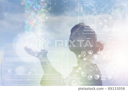 人像與網絡的CG合成照片 人像與網絡的CG合成照片 89133056