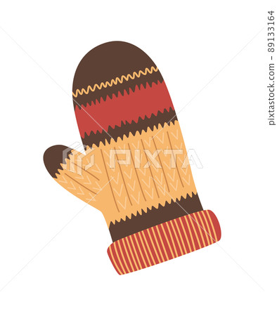 Winter knitted clothes isolated on white background - woolen gloves. Knitting hobby. Handmade craft hobby, fashion clothes for cold weather Winter knitted clothes isolated on white background - woolen gloves. Knitting hobby. Handmade craft hobby, fashion clothes for cold weather 89133164
