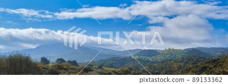 Rural road leading to the mountain range. Spain Rural road leading to the mountain range. Spain 89133362
