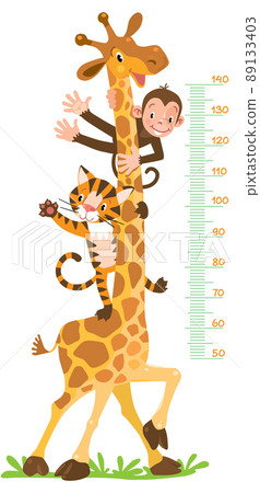 Giraffe, monkey, tiger. Meter wall or height chart 89133403