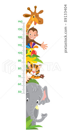 Giraffe, monkey, tiger. Meter wall or height chart 89133404