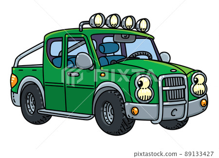 Funny small pickup truck with eyes Funny small pickup truck with eyes 89133427