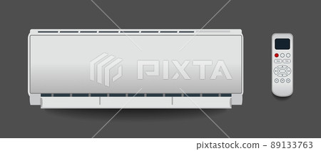 White air conditioner isolated Heating ventilation and air conditioning Vector illustration in flat style White air conditioner isolated Heating ventilation and air conditioning Vector illustration in flat style 89133763