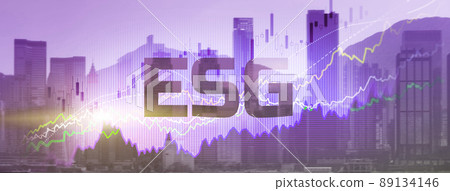 ESG environmental social governance business strategy investing concept on modern city background 89134146