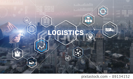 Logistic network distribution and transport concept. Goods delivery 89134152