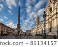 Piazza Navona with The Fountain of Four Rivers (Fontana dei Quattro Fiumi) and Church of Saint Agnes. Rome, Italy. 89134157