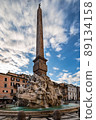 The Fountain of Four Rivers (Fontana dei Quattro Fiumi) on Piazza Navona in Rome, Italy. 89134158