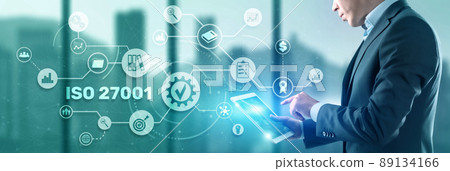 ISO 27001. International information security standard. Concept of ISO standards quality control warranty 89134166