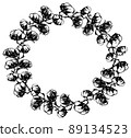 cotton wreath with fluffy boll flowers hand drawn decor 89134523