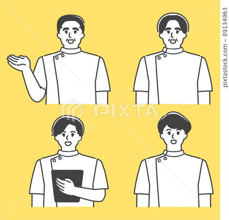 A set of male nurses who will guide you at the reception A set of male nurses who will guide you at the reception 89134963