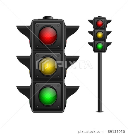Vector 3d Realistic Detailed Road Traffic Light Icon Set Isolated. Safety Rules Concept, Design Templete. Stoplight, Traffic Lights 89135050