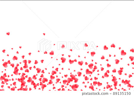 Heart confetti of Valentines petals falling on transparent background. 89135150