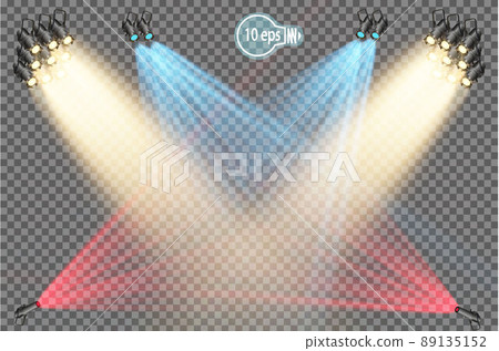 The projector is a light device that redistributes the light of the lamp at angles and provides an angular concentration of the light flux. Professional equipment for concert lighting. Light effect. 89135152