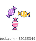 Vector illustration of cartoon three candys on white background. 89135349