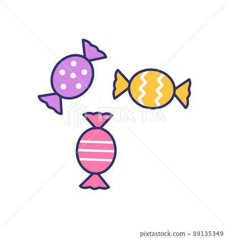 Vector illustration of cartoon three candys on white background. 89135349