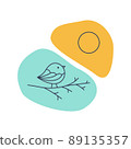 Vector illustration of bird and sun in doodle style. 89135357
