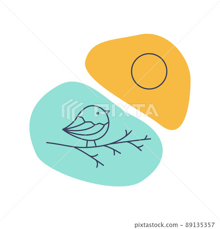 Vector illustration of bird and sun in doodle style. 89135357