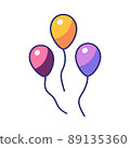 Vector illustration of cartoon three balloons on white background. 89135360