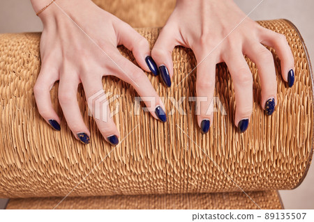 Close-up of sisal rope on white background. Top view, selective focus. 89135507