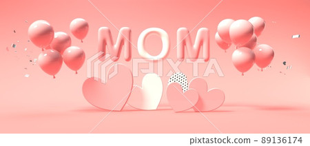 Mothers day theme with hearts and balloons Mothers day theme with hearts and balloons 89136174