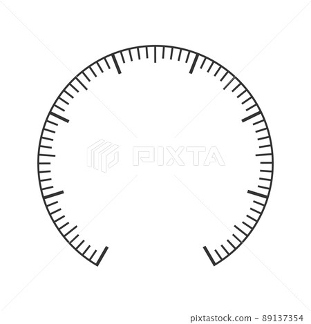Scale example of pressure meter, manometer, barometer, speedometer, tonometer, thermometer, navigator or indicator tool. Round measuring dashboard template 89137354