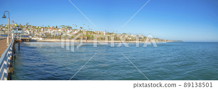 Coastal area view of a beach from a pier at San Clemente, Orange County, California 89138501