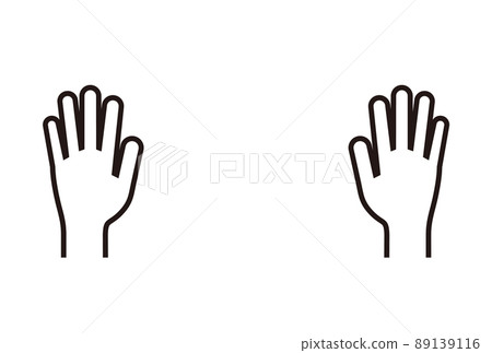 用簡單的線條畫出的人的雙手——手，舉手，萬歲的圖像資料 89139116