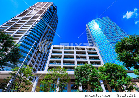 東京港區白金塔和白金塔的城市景觀 89139251