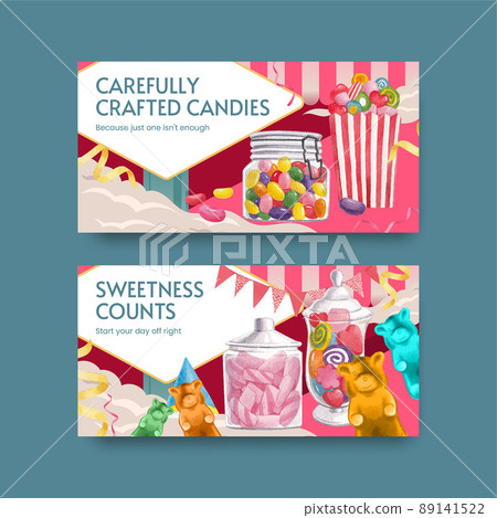 Twitter template with candy jelly party...-插圖素材 [89141522] - PIXTA圖庫
