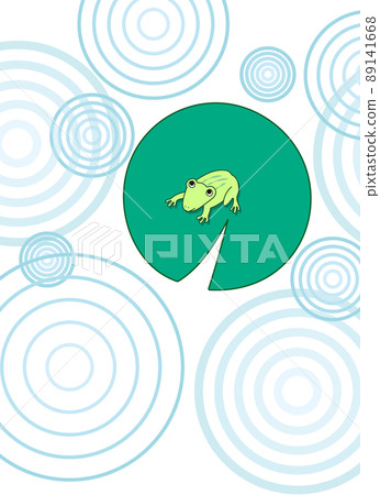 Frog on the leaf and water crest of the pond - Stock Illustration ...