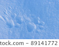 Footprints of a wild animal on the snow surface. Winter season in the Arctic. 89141772
