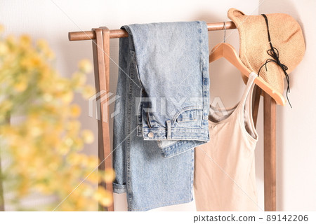 Summer clothes on a hanger rack Summer clothes on a hanger rack 89142206