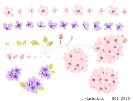 Watercolor Sakura & Violet Parts Watercolor Sakura & Violet Parts 89142956