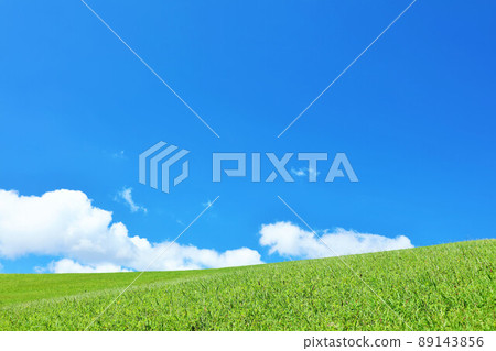 Refreshing blue sky and fresh green meadow landscape Refreshing blue sky and fresh green meadow landscape 89143856