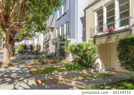 Neighborhood houses with attached garage at San Francisco, California 89144419