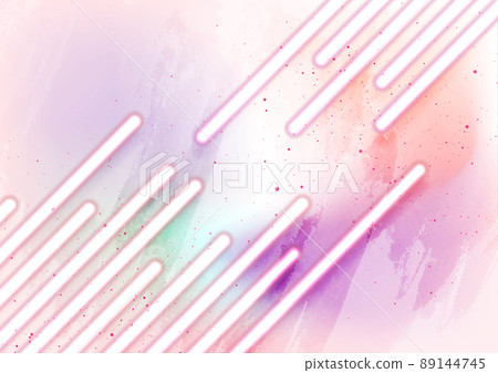 Neon lines on pastel grunge watercolor background 89144745