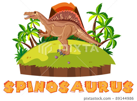 Scene with dinosaurs spinosaurus on island Scene with dinosaurs spinosaurus on island 89144986