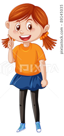 Cute girl standing on white ground Cute girl standing on white ground 89145035