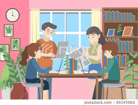 People working on computer at home People working on computer at home 89145068