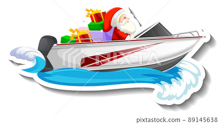 Santa Claus driving a speedboat 89145638