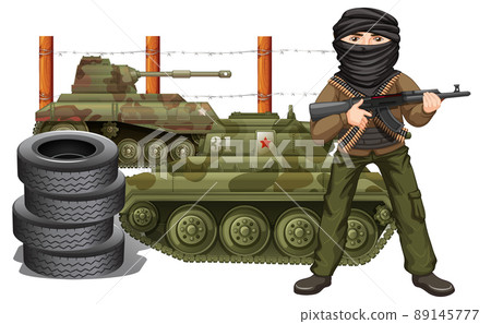 Man in army uniform on white background Man in army uniform on white background 89145777