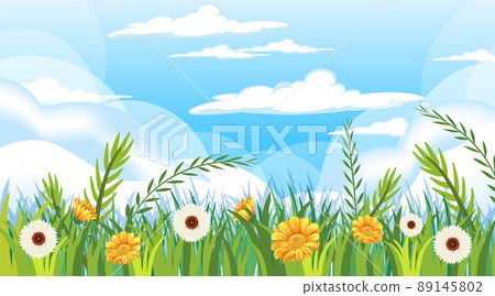 Scene with many flowers in garden 89145802